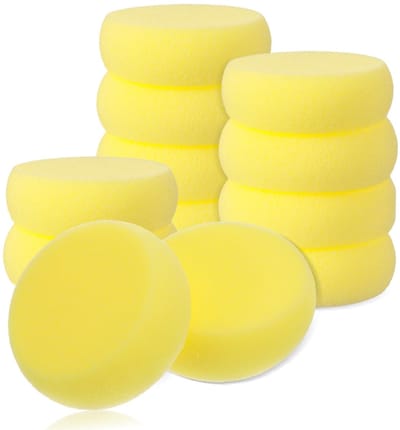Dailygoods- Schilderspons 12 stuks - Gele Ronde Spons - Synthetische Kunstsponzen - Absorberend - Voor Handwerk/Hobby's - 7,5 x 2,5 cm - Sponzen