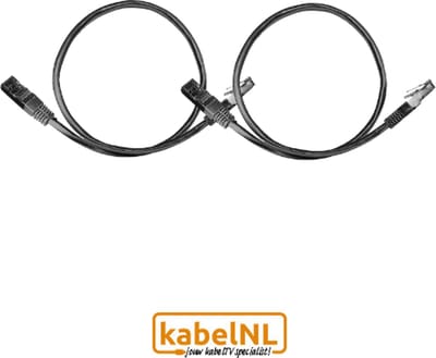 CAT6 netwerkkabel 25 cm zwart, 2 stuks