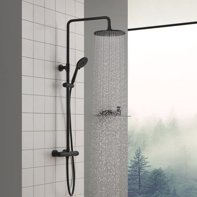 CECIPA max Doucheset met thermostaat 38°C - Regendouche Hoofddouche Handdouche - Douchestang Douchegarnituur Douchesysteem Zwart