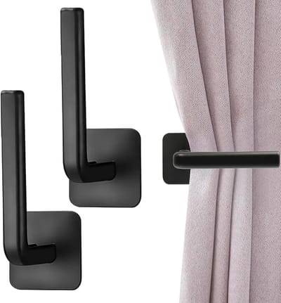 2 gordijnhaken, zelfklevende gordijnhouders voor gordijnen, gordijnhouders zonder boren, gordijnhouder, L-vormige gordijnhouders, voor woonkamer, slaapkamer, kantoor