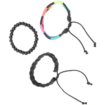 Lot de 3 Bracelets Fierté LGBT Arc-en-ciel Bracelet Arc-en-ciel LGBT Tressé en Cuir Bracelet Tressé Tissé pour Gay Lesbienne Bisexuel black
