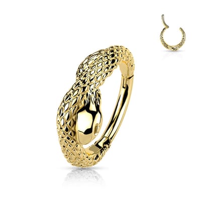 High Quality clicker snake ring 1.2x8 - goud - LMPiercings