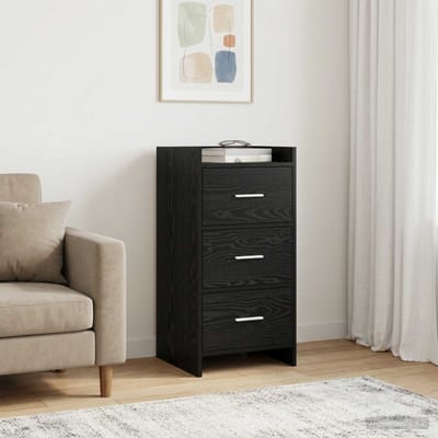 vidaXL - Dressoir - Zwart - eiken - 40 - x - 36 - x - 80 - cm - Bewerkt - hout
