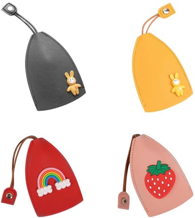 Dailygoods- Sleuteletui Creatief - Uittrekbaar - PU Lederen - Grote Capaciteit - 4 Stuks - 7 x 11 Cm - Stevige Ring met Henneptouw - Sleutelhanger