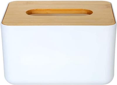 Papieren Handdoek Doos - Servethouder Keuken - Dagelijks Gebruik - Natuurlijke Bamboe Deksel - 16.5 x 13 x 10 cm