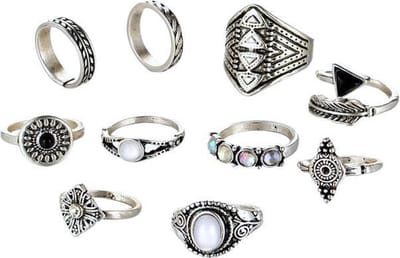 Fako Bijoux® - Bohemian Stijl Ringenset - Ringen Set - Indira - 10-Delig - Zilverkleurig