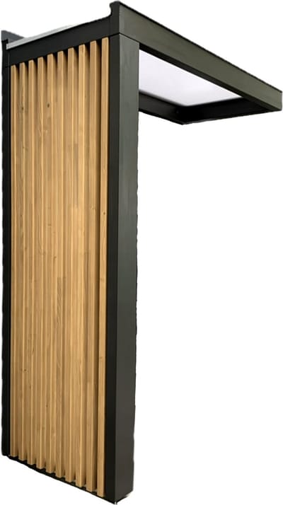 Deurluifel CARBON 90 x 300 x 250 cm - Antraciet - Moderne Luifel met Zijpaneel (L/R) - BSH Constructiehout (Brettschichtholz) en Gehard Glas - model C30 – Zinken Rand - inclusief Montage op Locatie