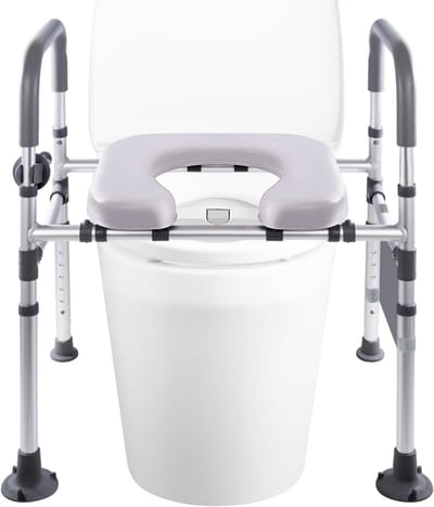 Verhoogde Toiletbril - Toiletverhoger Handgrepen - Veiliger Toiletgebruik - Verstelbare Hoogte Breedte - Ondersteunt 180 kg - Wit