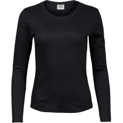 Tee Jays - Dames Interlock T-shirt lange mouwen - Black maat S