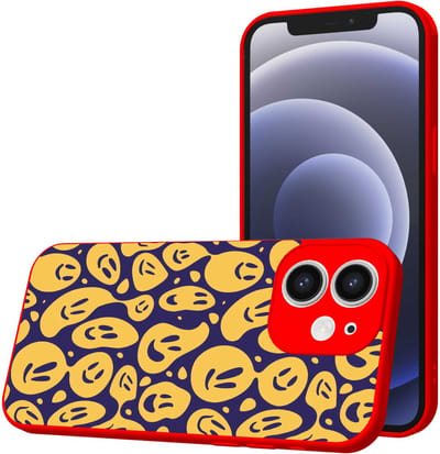 Smartphonica Telefoonhoesje Geschikt voor iPhone 12 met Smiley en Emoji opdruk - TPU Back Cover Case Smiley and Emoji Design - Rood geschikt voor iPhone 12