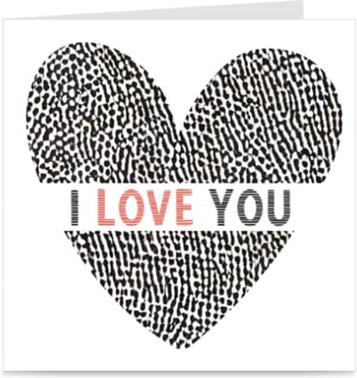 I LOVE YOU | kaart met hart met print / wenskaart met envelop