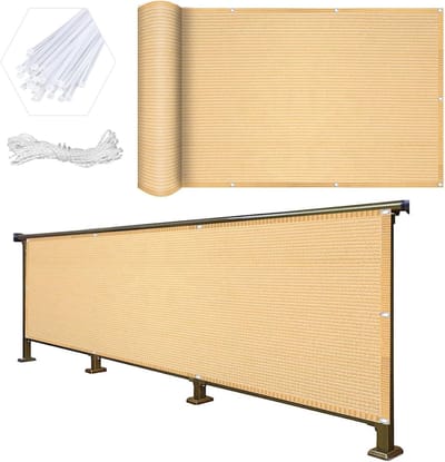 Balkonafdekking - Inkijkbescherming - Privacy Buiten - Uv-Bestendig Ademend - 120 x 440 cm - Zand geel