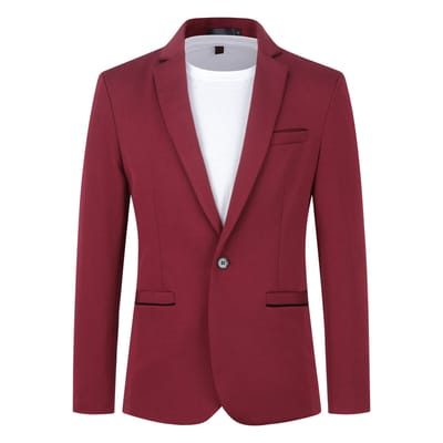 Heren colbert slim fit jas zakelijk dagelijks blazer rood