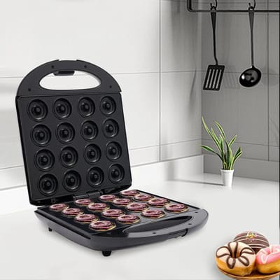 Apparaat voor Donuts - Donutmaker Elektrisch - Zelf Donuts Maken - Dubbele Verwarming - 16 Mini Donuts - Zwart