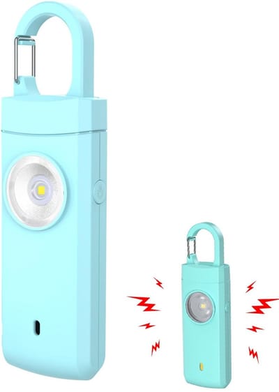 Persoonlijke Alarm - Krachtig 130 Db Geluid En Felle Flits - Persoonlijke Veiligheidsalarm - Zelfverdediging Sleutelhanger - Persoonlijke Bescherming - Noodsignaal - Senioren Alarm – Draagbaar Veiligheidsalarm - Blauw