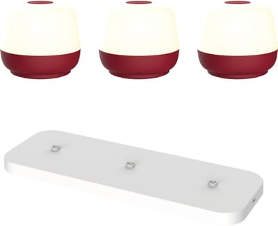 Luxus Europe - Tafellamp Naxos Bordeaux - Draadloze Tafellamp Buiten - Set van 3 - Oplaadbaar - USB-C - Dimbaar - Warm Wit - Waterbestendig