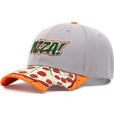 Nieuw Pizza Design Geborduurd Baseballpetje Nieuw Trendy Hiphop Petje Zonneklep Petje Unisex Buiten Sport Vrije Tijd Decoratief Petje gray