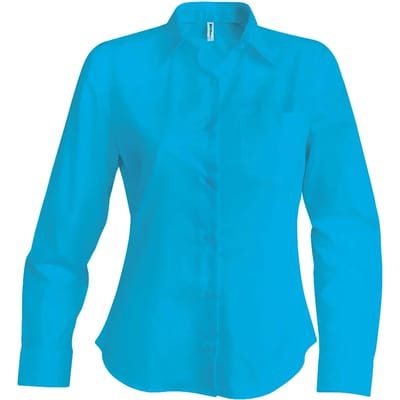 Kariban Overhemd in onderhoudsvriendelijk polykatoen-popeline dames K549 - Bright Turquoise - M
