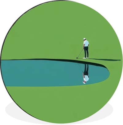 WallCircle - Wandcirkel - Muurcirkel - Persoon - Golf - Water - Blauw - Aluminium - Dibond - 30x30 cm - Binnen en Buiten