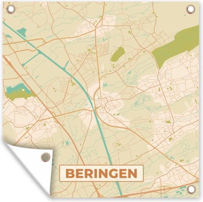 Tuin poster Plattegrond - Kaart - Stadskaart - België - Beringen - 200x200 cm - Tuindoek