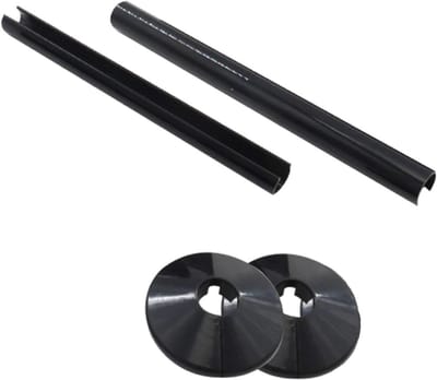 Radiatorbuizen Covers, Beugels voor Pijpen, Plastic Koelbuizen 15mm x 200mm, Gegalvaniseerd, Zwart