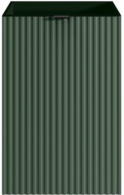 Vente-unique Zwevend meubel voor kleine wastafel met omkeerbare groene deur - H60 x B40 x D22 - VAHIRA