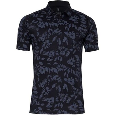 Desoto Polo Allover Subtle Flowers Pattern Donker Blauw / male