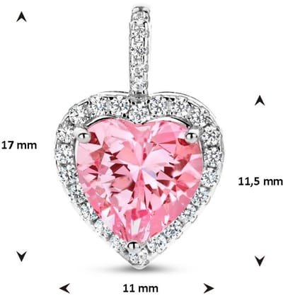 zilver gerhodineerd hanger hart wit en roze zirkonia halo 1336706