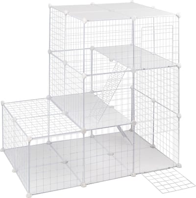 Happyment Knaagdierenren Diva - Ren hoog - Verstelbaar - Voor binnen - Kattenren - Dierenren - Puppyren - Kleine dieren - Kittens - Wit - 75x110x110cm