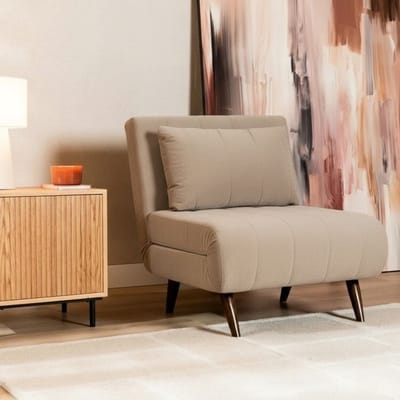 Bronx71® Velvet slaapfauteuil Hanna taupe