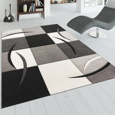 Flycarpets Diamesa Modern Vloerkleed - Zwart / Grijs / Wit - 200x290 cm - Laagpolig Tapijt Woonkamer