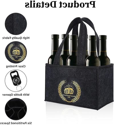 Praktische Handtas voor 6 Flessen Bier – Ideaal Cadeau voor Mannen Verjaardag, Grijs, Flessentas voor Bierliefhebbers