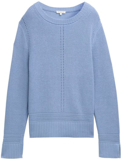 Tom Tailor - Gebreide trui met splitdetails - Maat XXL - flawless blue