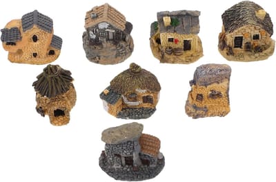 Miniatuur Huisjes - Tuin Decoratie - Sprookjes Tuin - Weerbestendig Hars - 8 Stuks - Assorti