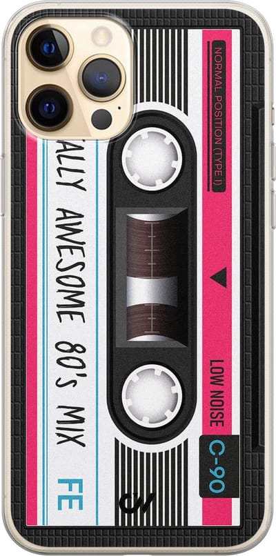 Hoesje geschikt voor Apple iPhone 12 - Cassette - - Zwart - Apple - Casevibes