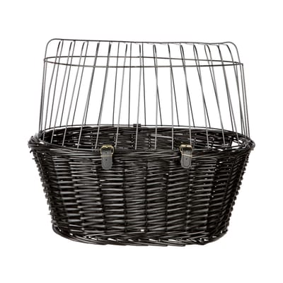 Trixie - Wilgen Fietsmand - Voorop - Met Kussen En Kap - Zwart - 50X35X41 cm