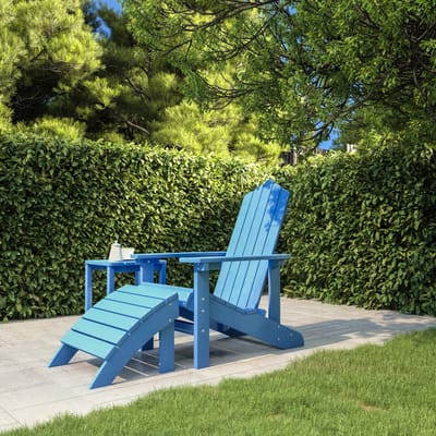 vidaXL - Tuinstoel - Adirondack - met - voetenbank - HDPE - aquablauw