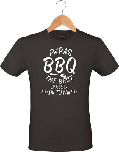 Mijncadeautje - Barbecue T-shirt - unisex - zwart - BBQ - Garden party - Tuinfeest - Vrijgezel - Verjaardag - Papa's BBQ the best in town - maat S