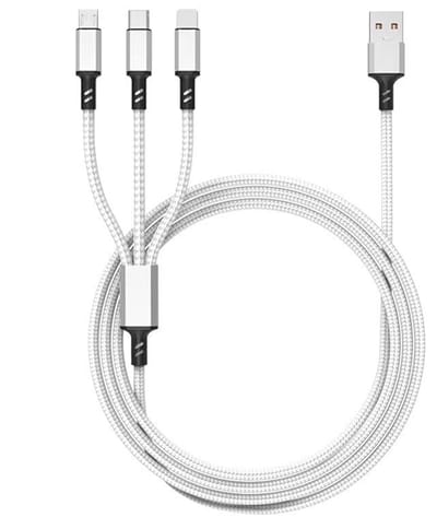 Oneay 1 stuk - Multifunctionele oplaadkabel, 3-in-1 multifunctionele USB-oplaadkabel, nylon gevlochten oplaadkabel, geschikt voor de meeste mobiele telefoons/iPhones/tablets