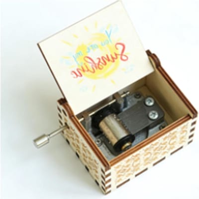 Muziekdoos Houten - Speeldoos Decoratie - Ontspannen Luisteren - Handslinger Mechanisme - 6.5x5x4.2cm - Houtkleur