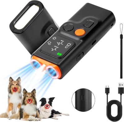Ultrasone Anti-Blaasapparaat voor Honden met 4 Instellingen, LED-display en Oplaadbare Functie, Effectieve Hondenafschrikker met Flitser