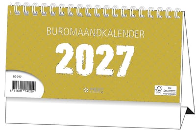 MGPcards - Buro maandkalender 2027 - Desk planner - Bureau kalender - Oker