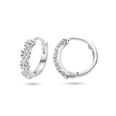 YO&NO - Klapoorringen - Dames - Bloemen - 3.5mm - 12.5mm - Sieraden Vrouw - Zilver 925