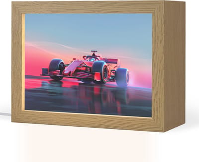 Nachtlampje 20x15 cm - Kinder lampje - Formule 1 - Race - Auto - Jongens - Tafellamp kinderkamer - Slaapkamer lamp - Bedlamp kinderen - Kinderlampje stopcontact - Wandlamp babykamer - Nachtlampjes