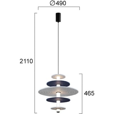 Viokef LED hanglamp Azul, hoogte 46 cm, blauw/grijs/zwart, vilt