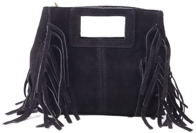 Giuliano lederen suede schoudertas - Suede - Made in Italy - Dames - Zwart