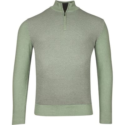 Baileys Trui Half Zip Collar Structure Knit Three-Color Front Misty Green Melange / male
