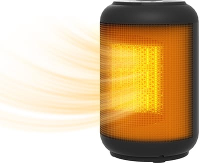 Keramische kachel 1500W - Elektrische bijverwarming zwart - Regelbare thermostaat - 14x14x21,5 cm
