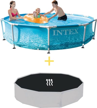 Zwembad - Metal Frame - Strandzijde - 305 x 76 cm - Inclusief Solarzeil