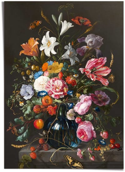 XXL Poster Stilleven met bloemen op vaas - 140 x 100 - Papier - REINDERS